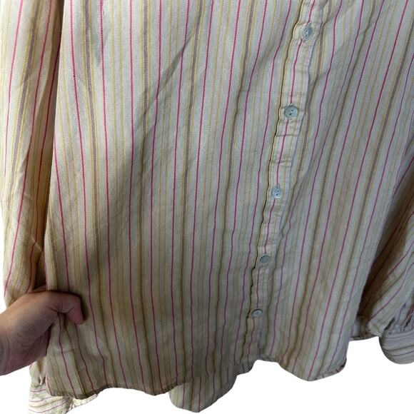 Faherty Byrd Button Down Top in Sitka Stripe Size Large - Picture 7 of 11